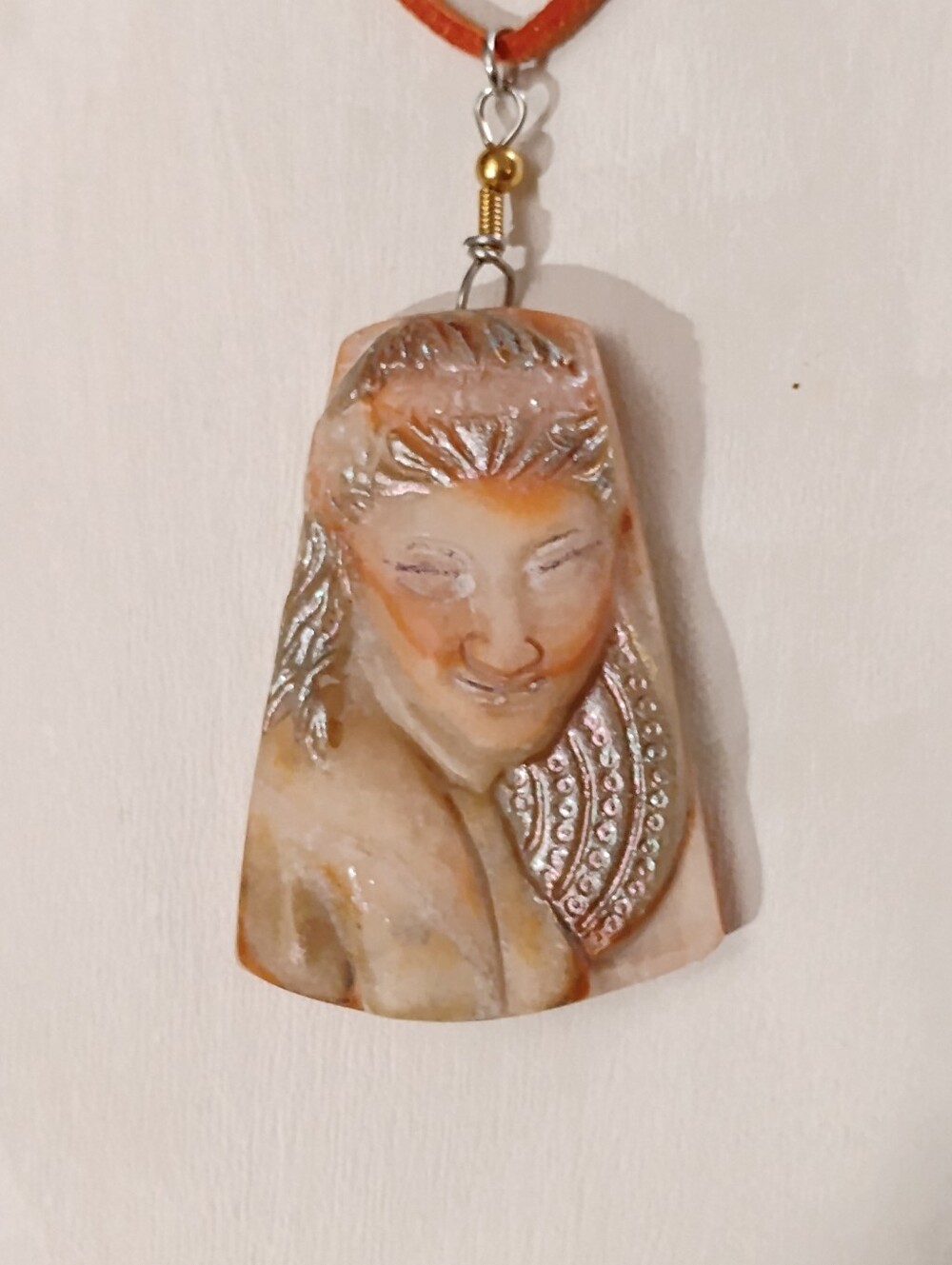 Art Deco Carved Goddess Pendant